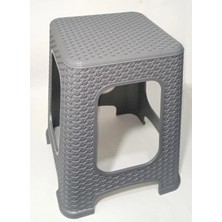 Mivexa Outdoor Outlet 4  Adet Büyük Gri  Kir Tutmaz 45 cm Tabure Hasır Örgü Yemek Masası Oturak Alt Kuşaklı Sağlam Dizayn