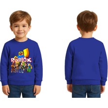 Sedirli Unisex Roblox Baskılı Çocuk Swaetshirt 3 Iplik Şardonlu