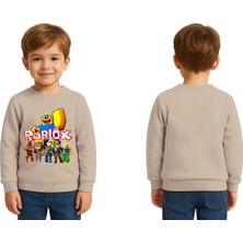Sedirli Unisex Roblox Baskılı Çocuk Swaetshirt 3 Iplik Şardonlu