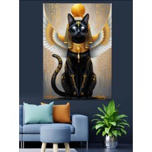 Artmeg Mısır Tanrısı Kedi Bastet Dekoratif Kanvas - Mdf Ahşap Tablo