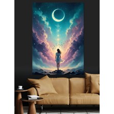 Karizma Tablo Ay Işığında Insan Silüeti Dekoratif Kanvas - Mdf Ahşap Tablo
