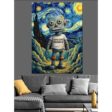 Artmeg Van Gogh Tarzı Robot Dekoratif Kanvas - Mdf Ahşap Tablo