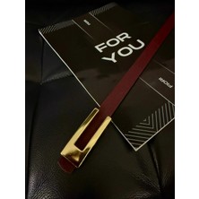 Fiori Tasarım Gold Tokalı Ince Kadın Kemeri, Ceket Kemeri, Gömlek Kemeri, Elbise Kemeri