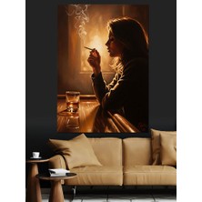 Karizma Tablo Sigara Içen Kadın Silüeti Dekoratif Kanvas - Mdf Ahşap Tablo