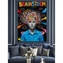 Karizma Tablo Beyin Fırtınası Soyut Kafa Dekoratif Kanvas - Mdf Ahşap Tablo