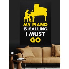 Karizma Tablo Piyano Çalan Adam Silüeti Dekoratif Kanvas - Mdf Ahşap Tablo