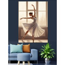 Karizma Tablo Pencere Önünde Dansçı Balerin Dekoratif Kanvas - Mdf Ahşap Tablo