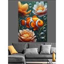 Artmeg Mercan Resifi Palyaço Balığı Dekoratif Kanvas - Mdf Ahşap Tablo