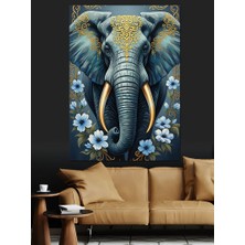 Artmeg Çiçekli Fil Başı Portresi Dekoratif Kanvas - Mdf Ahşap Tablo