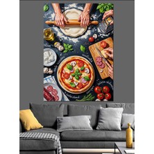Tablomega Pizza Malzemeleri Mutfak Masası Dekoratif Kanvas - Mdf Ahşap Tablo