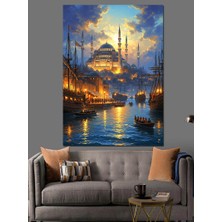 Karizma Tablo Istanbul Cami Akşam Manzarası Dekoratif Kanvas - Mdf Ahşap Tablo