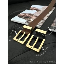 Fiori 2'li Kare Tokalı Köprülü Kadın Kemeri, Pantolon Kemeri, Ceket Kemeri, Elbise Kemeri