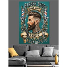 Artmeg Klasik Berber Dükkanı Logosu Dekoratif Kanvas - Mdf Ahşap Tablo