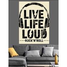 Tablomega Müzik Kulaklık Yazı Sanatı Dekoratif Kanvas - Mdf Ahşap Tablo