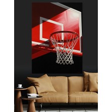Tablomega Basketbol Potası ve Topu Dekoratif Kanvas - Mdf Ahşap Tablo
