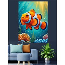 Tablomega Renkli Palyaço Balığı Resmi Dekoratif Kanvas - Mdf Ahşap Tablo