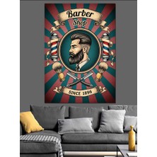 Karizma Tablo Berber Dükkanı Retro Poster Dekoratif Kanvas - Mdf Ahşap Tablo