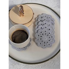 Miliva 6'lı Bardak Altlığı | Örgü Makrome Bardak Altlığı | Simli Yuvarlak El Yapımı Bardak Altlığı | 6 Adet