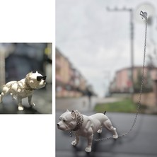 Salıncak Araç Içi Torpido Süsü Gözlüklü Asil Pitbull (Beyaz)Dekor 3D Art  10 cm