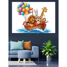 Karizma Tablo Nuh'un Gemisi Hayvanlar Alemi Dekoratif Kanvas - Mdf Ahşap Tablo