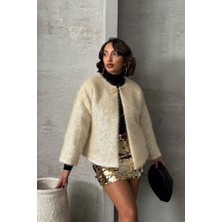 Cemo Simli Saçaklı Dokulu Oversize Hırka