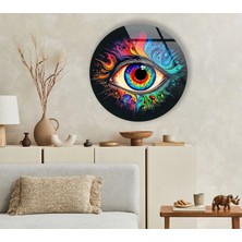 Myphotostation Renkli Göz Patlaması Yuvarlak Kırılmaz Cam Duvar Tablosu, Ev Dekorasyonu