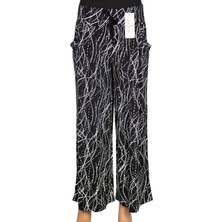 Barem Kadın Elisa Asimetrik Çizgiler Penye Siyah Pantolon Etek