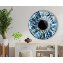 Myphotostation Mavi Göz Bebeği Yuvarlak Cam Tablo – Uv Baskılı Temperli Cam Duvar Tablosu, Modern Dekoratif Duvar Dekoru