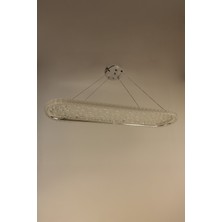 GN Gen Aydınlatma Modern Yemek Masası Üstü Oval Kristal Taşlı 3 Renk Ledli Şık Sarkıt Avize