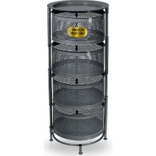 Mybe Mutfak  Sebzelik Yana Açılabilir Metal 4 Bölmeli Sepetler Sebzelik Antrasit