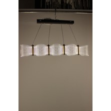 GN Gen Aydınlatma Lüks Gold Sütunlu 5'li Dalga Formlu Perfore Akrilik Modern LED Avize