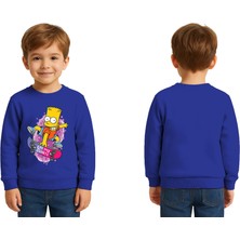 Sedirli Unisex Simpson Baskılı Çocuk Swaetshirt 3 Iplik Şardonlu