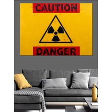 Karizma Tablo Sarı Radyasyon Tehlike Levhası Dekoratif Kanvas - Mdf Ahşap Tablo
