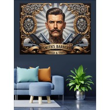 Karizma Tablo Bıyıklı Berber Adam Portresi Dekoratif Kanvas - Mdf Ahşap Tablo