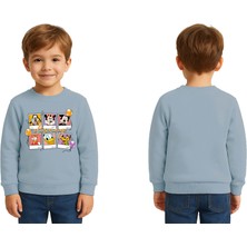 Sedirli Unisex Disney Baskılı Çocuk Swaetshirt 3 Iplik Şardonlu