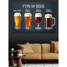 Karizma Tablo Bira Çeşitleri Menü Panosu Dekoratif Kanvas - Mdf Ahşap Tablo