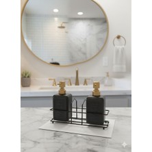 ELDA Home Banyo Mutfak Sıvı Sabunluk Set Siyah Porselen