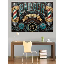 Karizma Tablo Renkli Berber Dükkanı Tabelası Dekoratif Kanvas - Mdf Ahşap Tablo