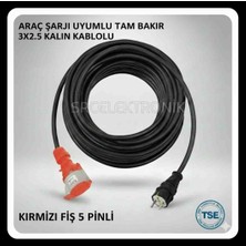 Ev Tipi Araç Şarjı Monafaze Uzatma 3x2.5 Ttr Tam Bakır Hes Kablolu Seyyar (1 ile 15  Metre Arası) Araç Şarjı Dönüştürücülü Uzatma