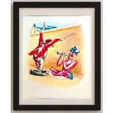 Karikatural Serik Kulmeshkenov 22X18CM Orijinal Karikatür Tablo