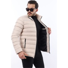 Comstar Erkek Trend Fermuarlı Şık Krem Şişme Mont