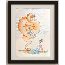 Karikatural Hamid Reza Azarkheil 29X21CM Orijinal Karikatür Tablo