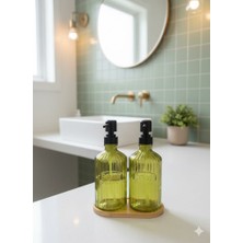 ELDA Home Banyo Mutfak Sıvı Sabunluk Sarı Çizgili Cam