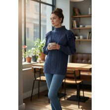 Mandala Tekstil Kadın Şardonlu Desenli Kalın Triko Kazak