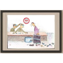 Karikatural Gholam Hossein Hajiagha 25X18CM Orijinal Karikatür Tablo
