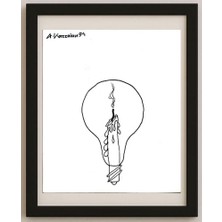 Karikatural Ali Kassainn 22X18CM Orijinal Karikatür Tablo