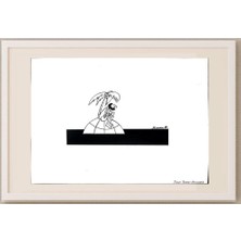 Karikatural Jivko Tenev 29X21CM Orijinal Karikatür Tablo