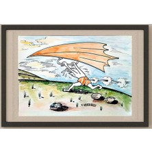 Karikatural Vladimir Vardidzev 32X25CM Orijinal Karikatür Tablo