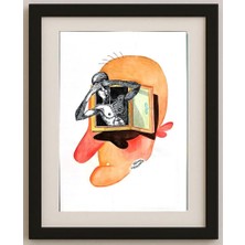 Karikatural Cornel Marim Chiorean 29X21CM Orijinal Karikatür Tablo