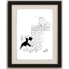 Karikatural Hossein Rahimkhany 43X30CM Orijinal Karikatür Tablo